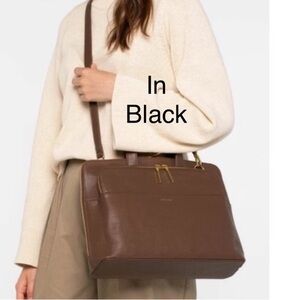 Matt & Nat Black pebbled vegan leather messenger bag tote